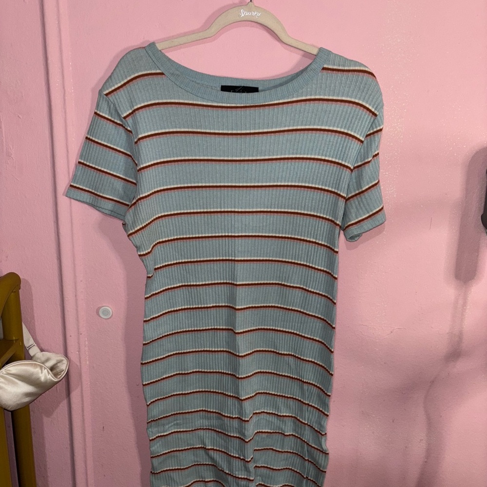 Forever 21 Blue and Brown Striped Mini Dress